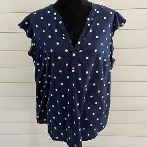 Old Navy polka dot flutter sleeve shirt top blouse XL